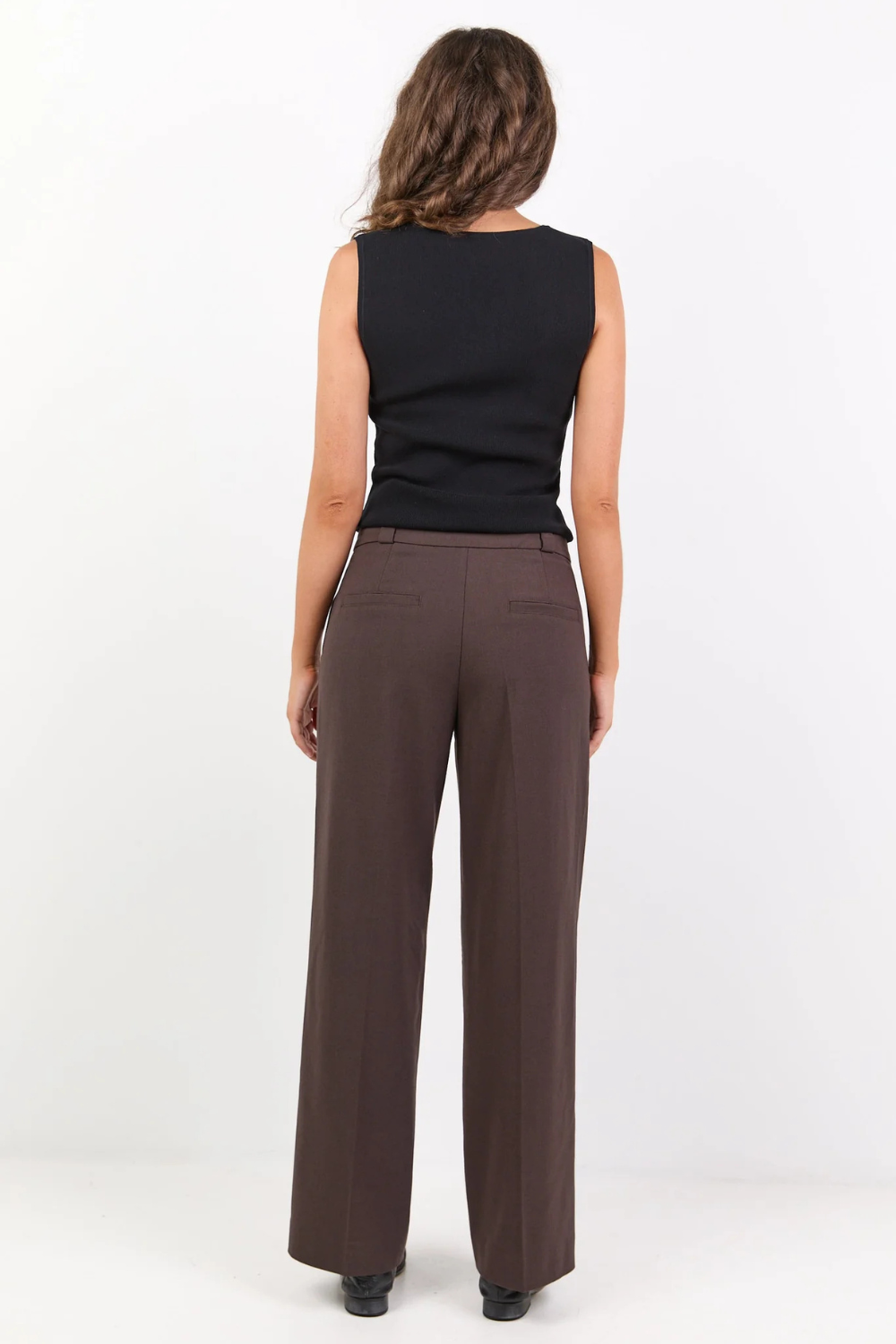 Jaunty Dark Chocolate Slant Pocket Wide Leg Pants