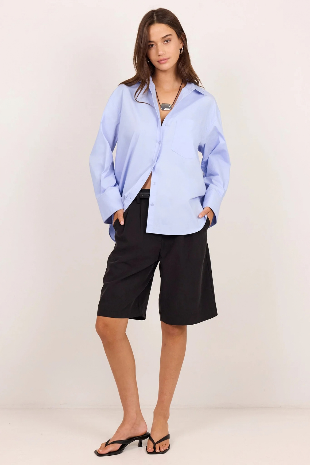 Idealist Ice Blue Oversized Long Sleeve Shirt