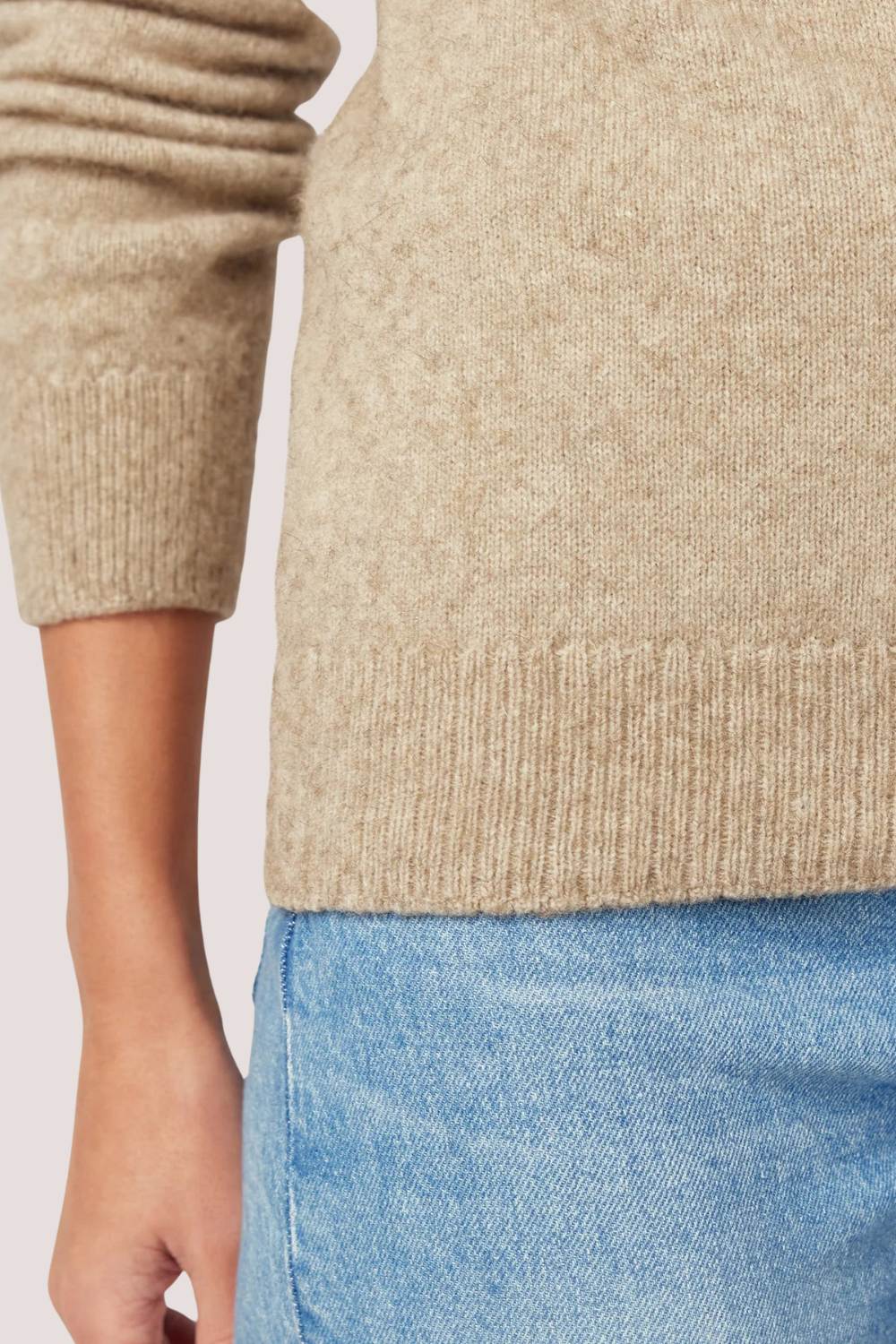 Cross Neck Sweater | Latte