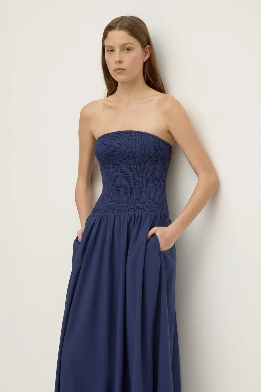 Connie Cotton Shirred Dress | Imperial Blue