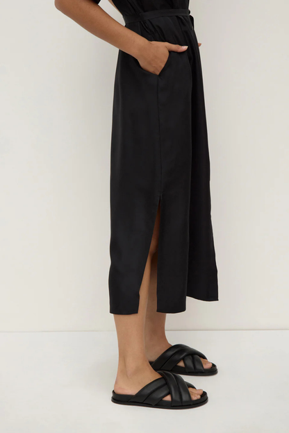 Amelie Silk Shirt Dress | Black