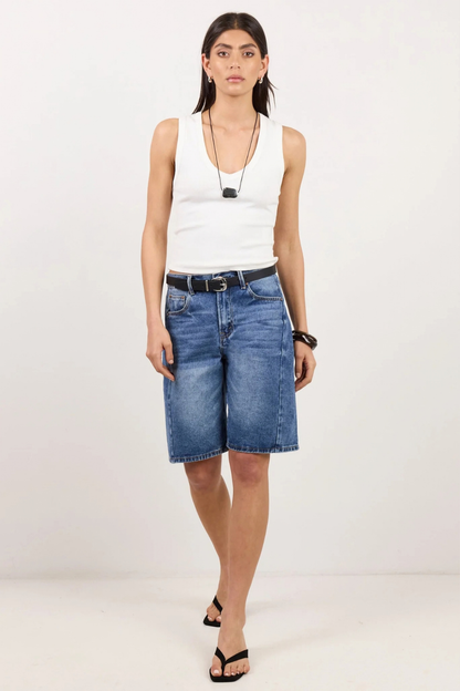 Academy Deep Blue Denim Barrel Shorts
