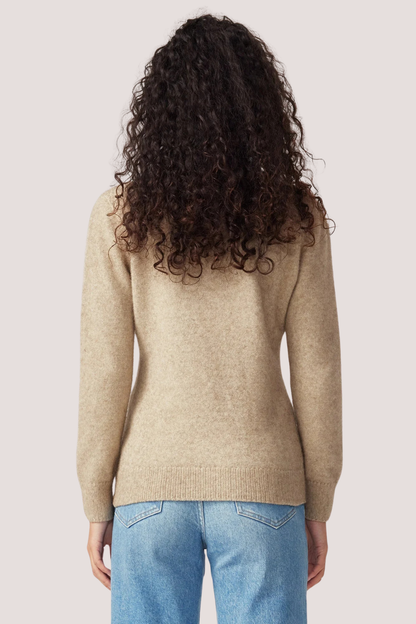 Cross Neck Sweater | Latte
