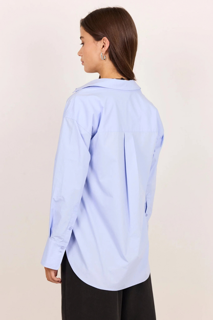 Idealist Ice Blue Oversized Long Sleeve Shirt