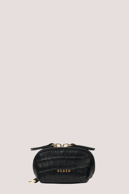 Tarin Airpod Pouch | Black Matte Croc