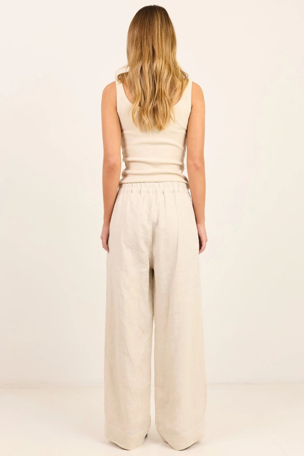 Curator Natural Linen Pleat Front Wide Leg Pants