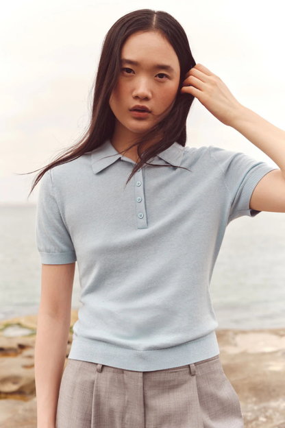 Sloane Cotton Cashmere Polo Salt