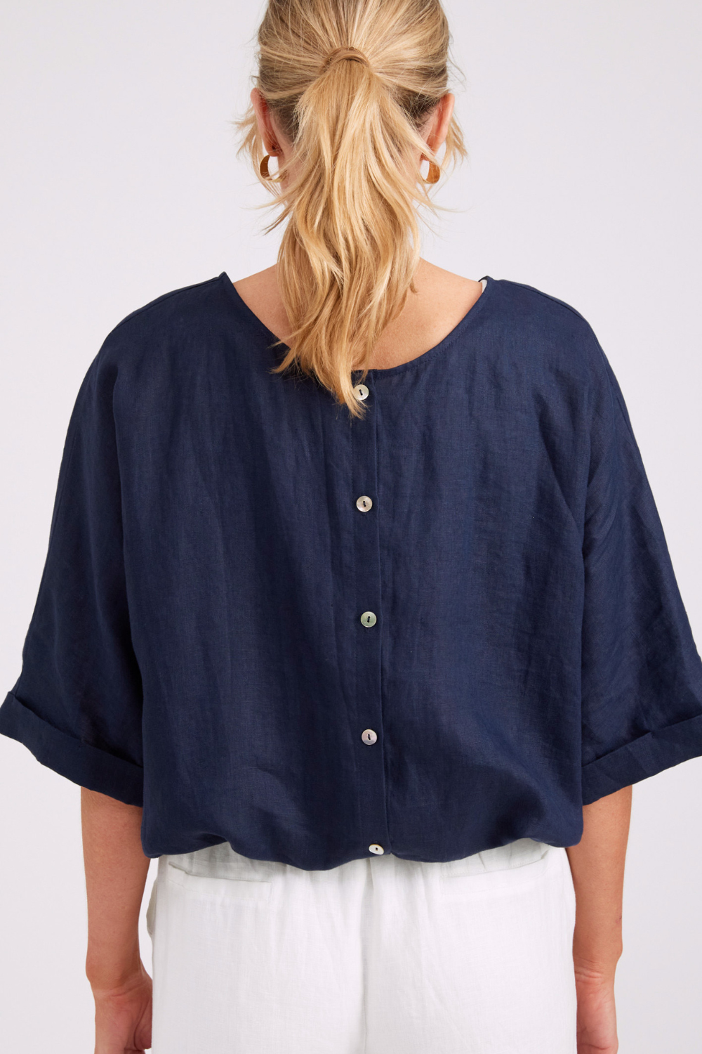 Studio Button Top/Jacket | Navy