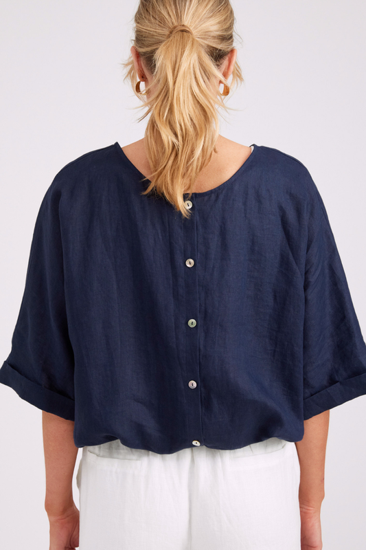 Studio Button Top/Jacket | Navy