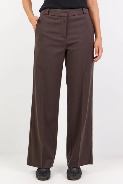 Jaunty Dark Chocolate Slant Pocket Wide Leg Pants