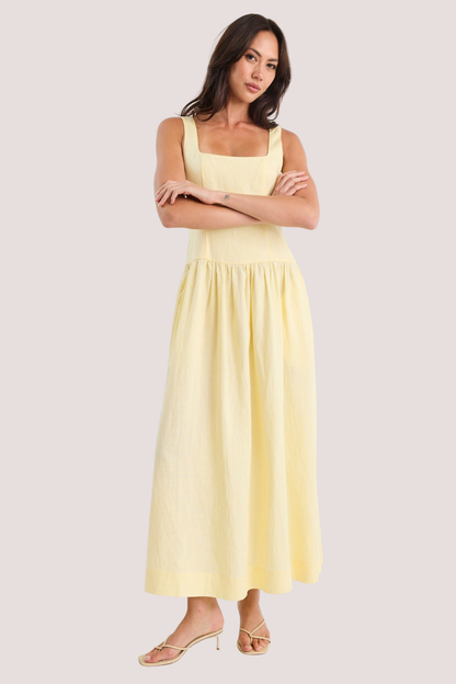 Gilded Butter Sleeveless Square Neck Maxi Dress
