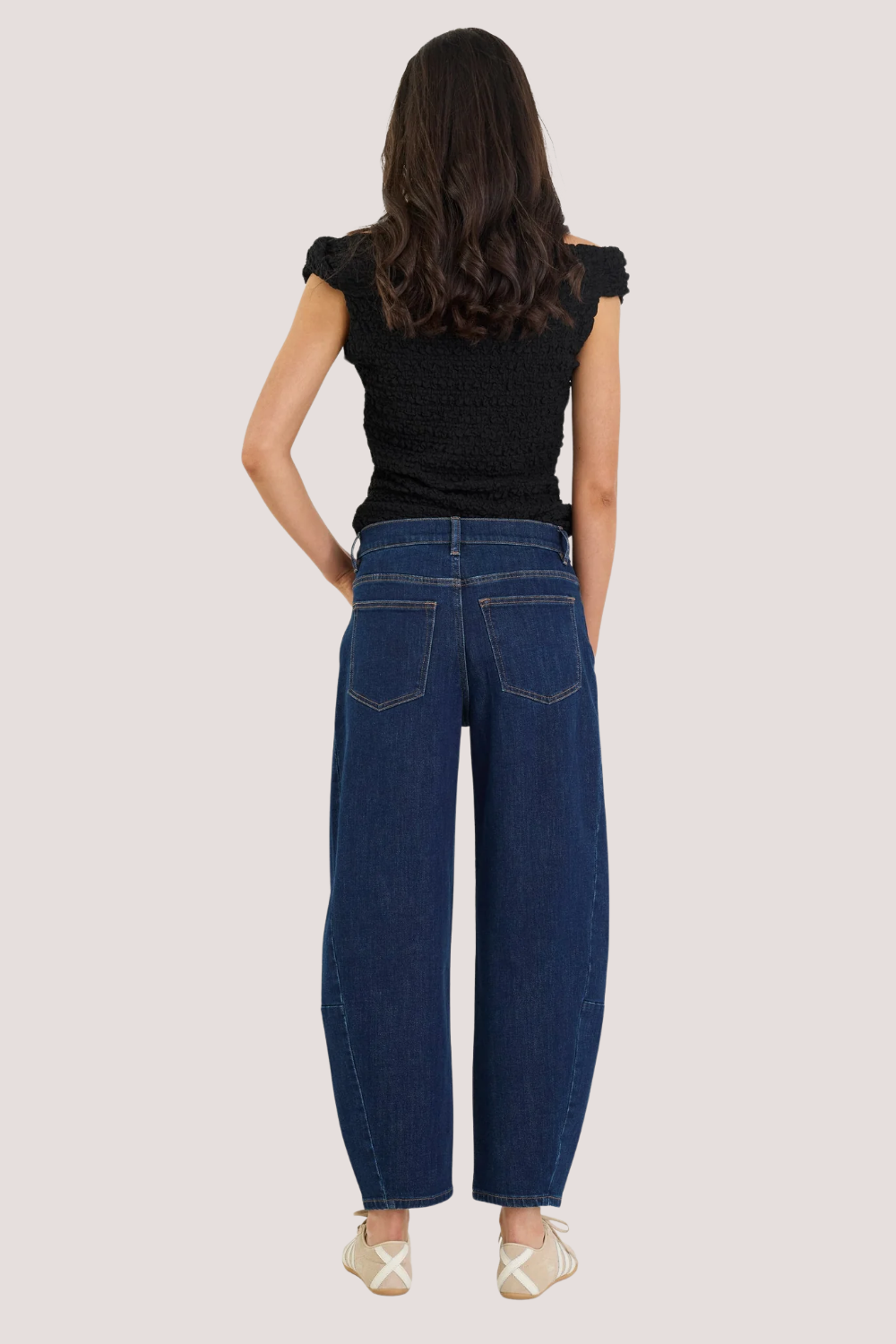 Graduate Dark Blue Stretch Barrel Jeans