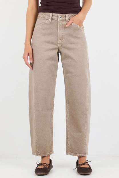 Idolise Taupe Stretch Soft Barrel Jeans - ARRIVING THIS WEEK