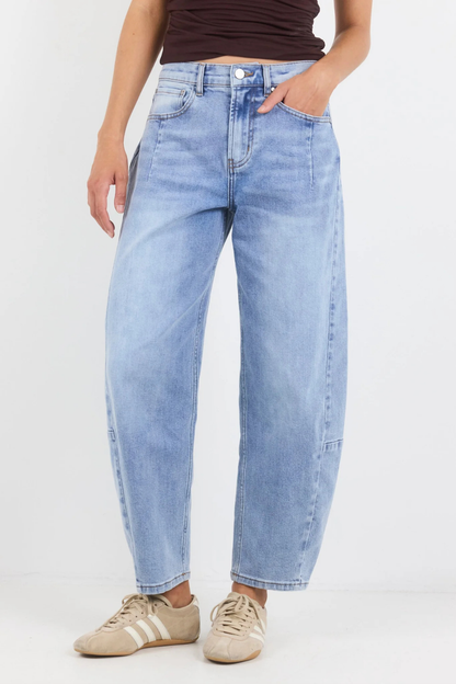 Graduate Light Blue Stretch Barrel Jeans