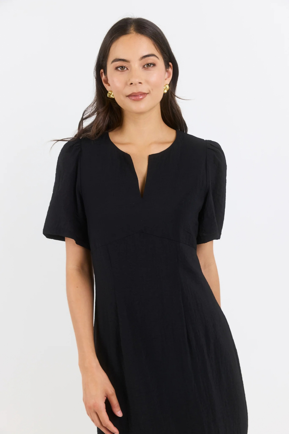 Commend Black Texture Shaped SS Maxi Dress