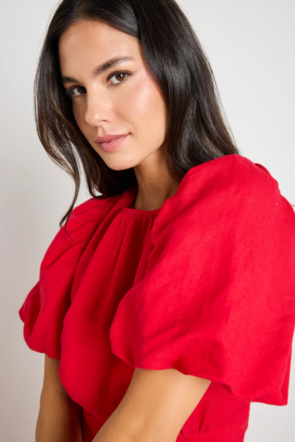 Stage Cherry Puff Sleeve Floaty Maxi Dress
