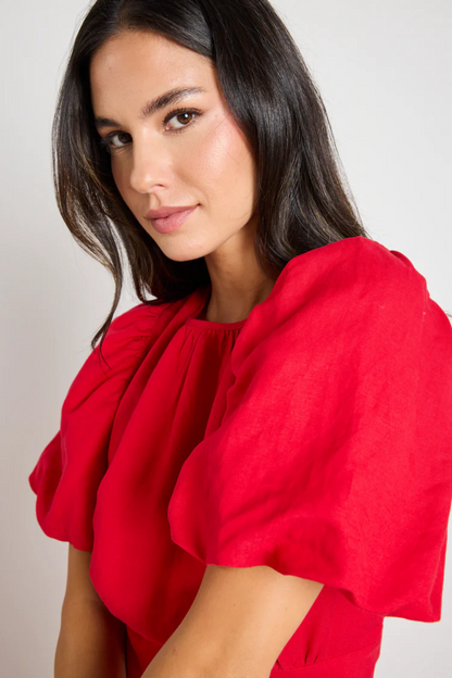 Stage Cherry Puff Sleeve Floaty Maxi Dress