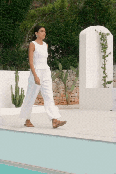 Guardian White Linen Viscose Pleat Front Wide Leg Pant