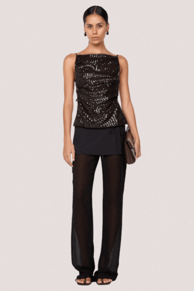 Romilly Tie Top | Dark Chocolate