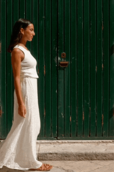 Zeus Ivory Lace Bias Maxi Skirt