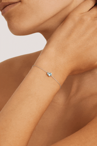 Sterling Silver Kindred Birthstone Bracelet - March
