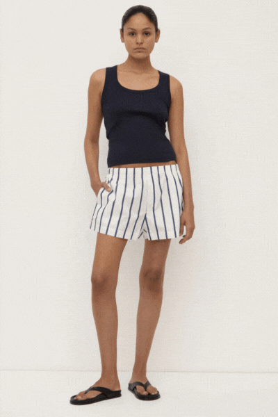 Nara Shripe Short | White/True Navy