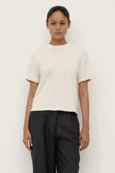 June Silk Knit Tee | Cream