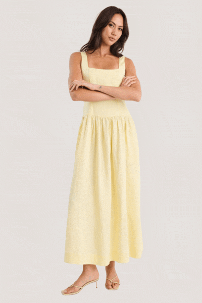 Gilded Butter Sleeveless Square Neck Maxi Dress