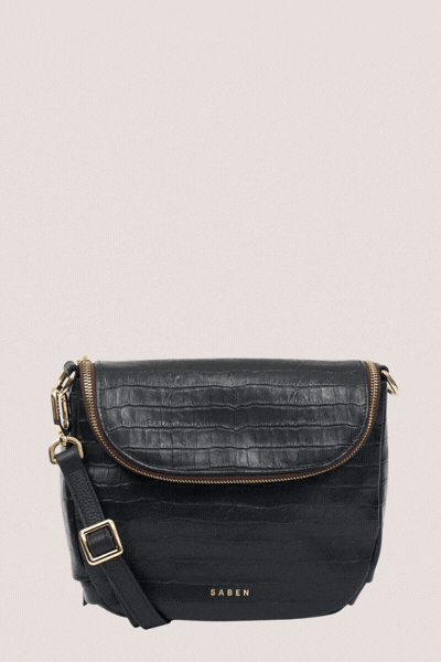 Fifi Crossbody | Black Croc