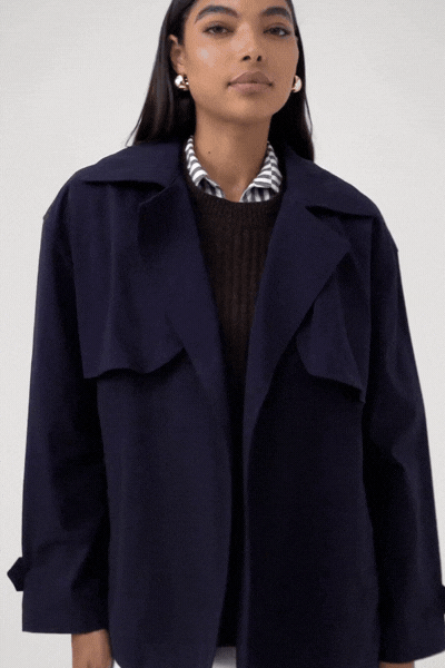 Farida Cropped Trench | Navy