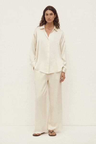 Pippa Silk Long Sleeve Shirt | Cream