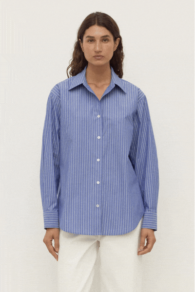 Anais Stripe Long Sleeve Shirt | Blue/White Stripe
