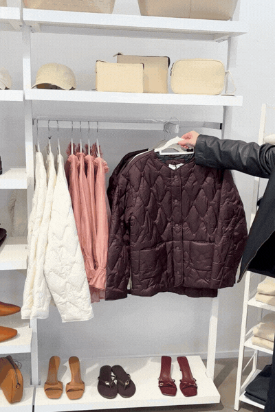 Frankly Chocolate Boxy Snap Front Puffer Jacket