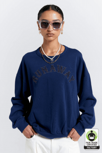 Runaway College Organic Cotton Crewneck Sweatshirt | Navy