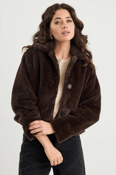 Lodge Chocolate Faux Fur Jacket