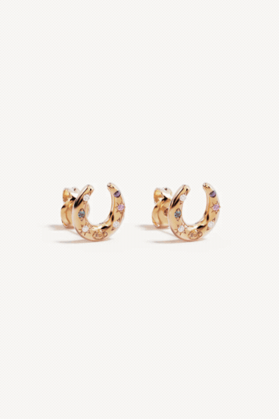 18k Gold Vermeil Lucky Horseshoe Stud Earrings