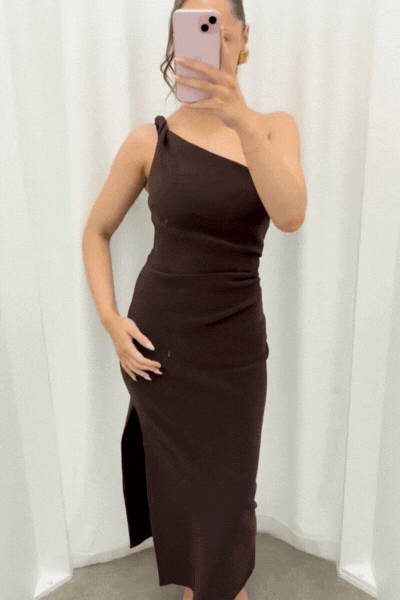Ariven Asym Midi Dress | Dark Chocolate