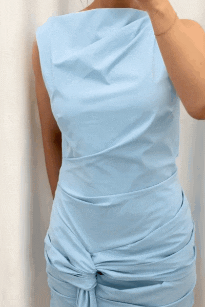 Domenic Asym Mini Dress | Sky Blue