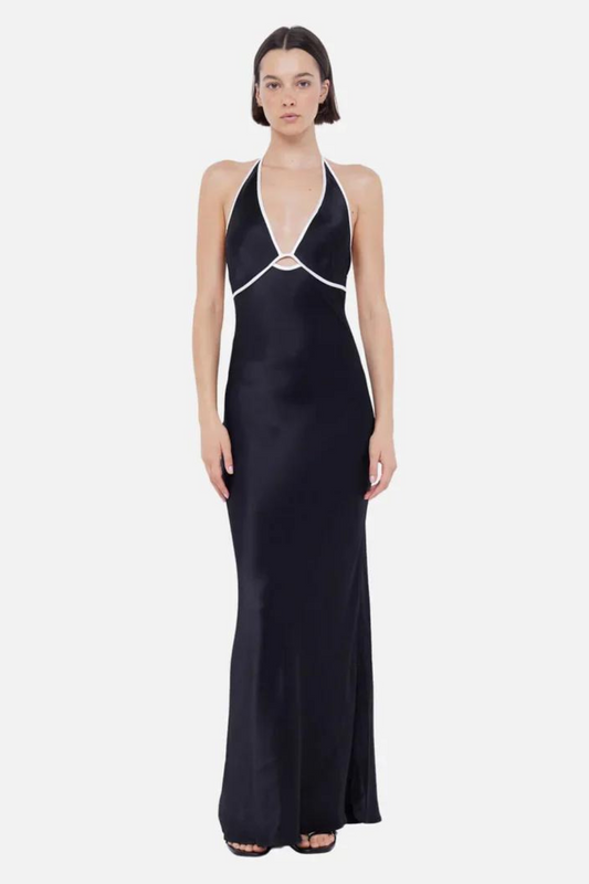 Zariah Halter Dress | Black/Ivory