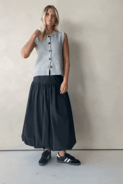 Intensity Black Bubble Midi Skirt