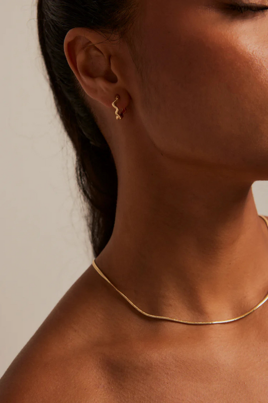 Wavey Hoop Gold Earrings