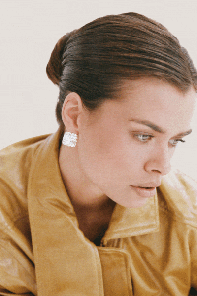 Baby Cushion Earrings | White Gold