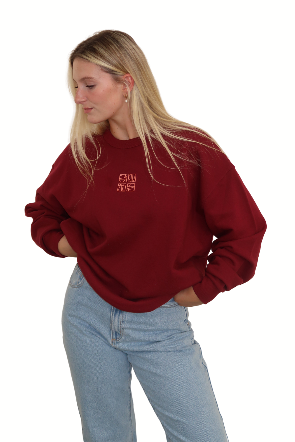 Monica Graphic Crew | Burgundy