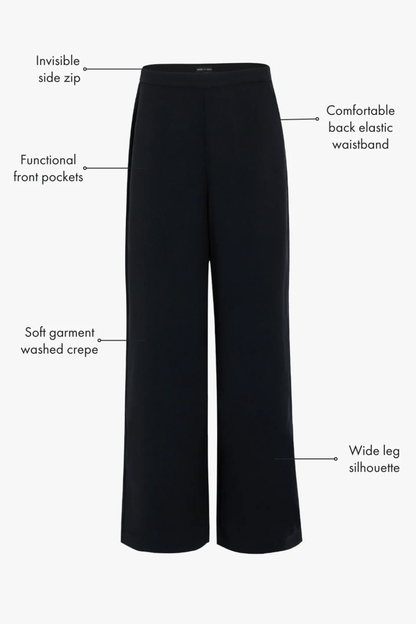 Best Life Black Soft Crepe Wide Leg Pant