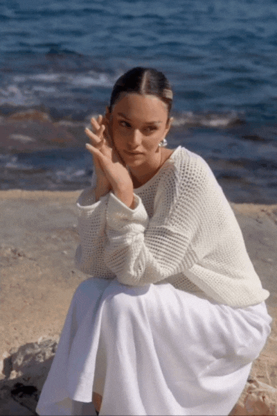 Lagos White Linen Blend Bias Maxi Skirt