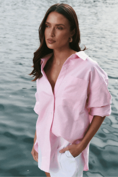 Signature Pink Oxford Oversized Boyfriend Shirt