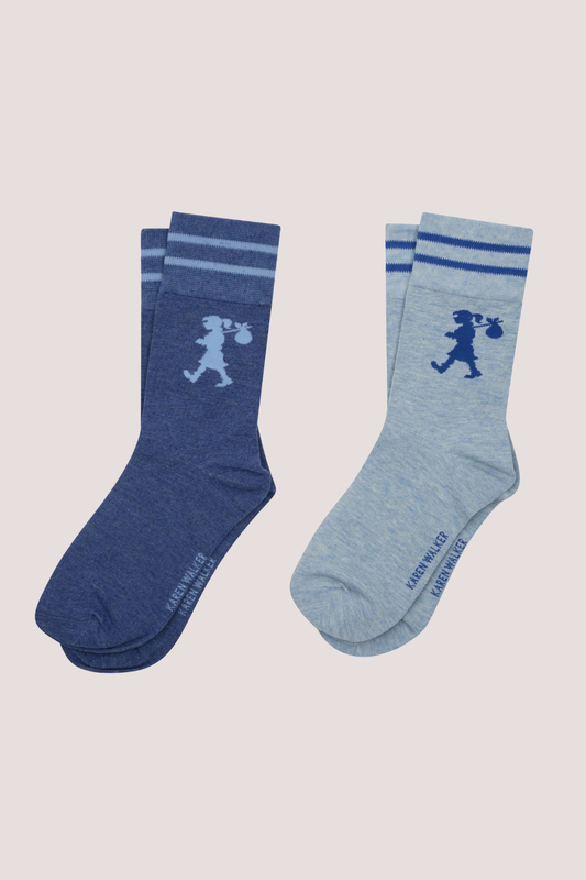 Runaway Girl Socks 2 Pack Blue/Light Blue One Size