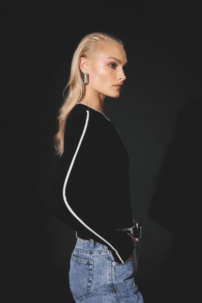 Nara Knit Top | Black/White