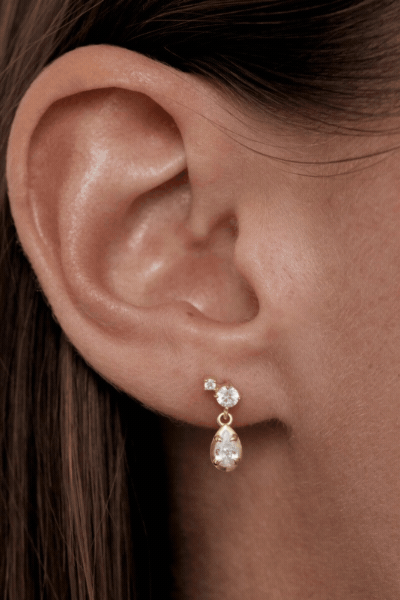18k Gold Vermeil Quiet Radiance Drop Stud Earrings