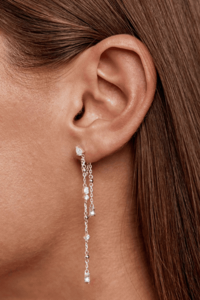 Sterling Silver Cosmic Whisper Chain Earrings